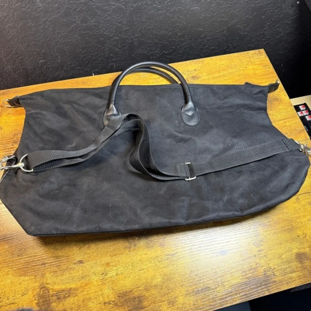 Kenneth Cole Black Label Black Faux Suede Weekender Duffel Bag Mens Large‎